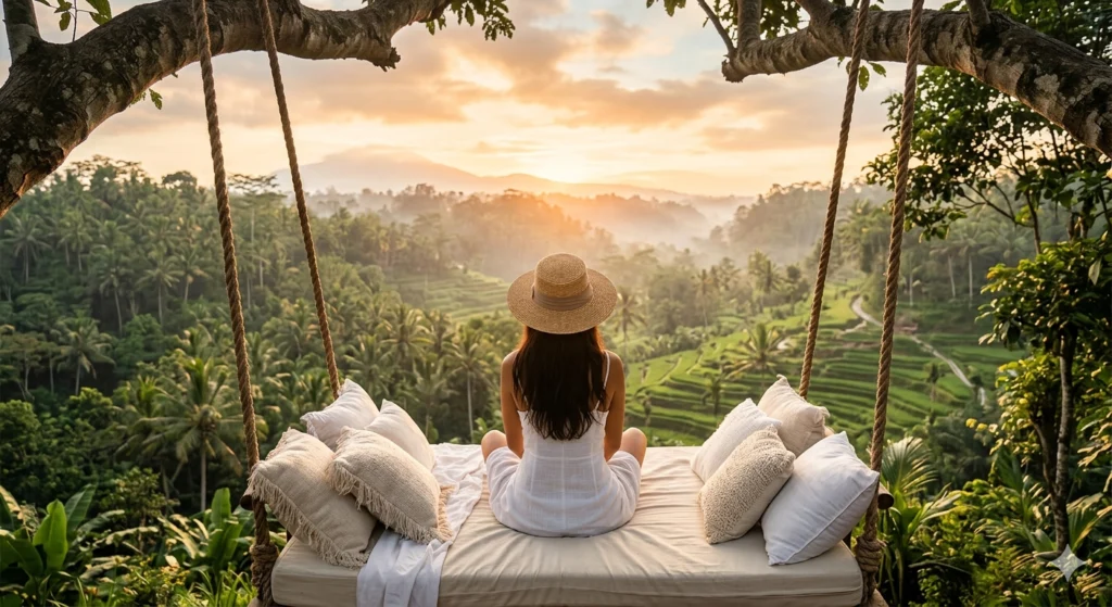 Moment de détente à Bali dans un espace ouvert et apaisant inspirant une sensation de fraîcheur et de légèreté intérieure – Clara Sécher, Maison TOA, architecte d’intérieur et home organiser à Beaucaire, Nîmes, Arles et Avignon.
