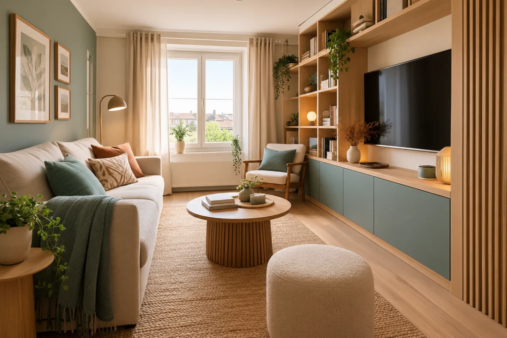Petit salon lumineux et fonctionnel avec mobilier adapté et circulation dégagée. Comment aménager un petit salon