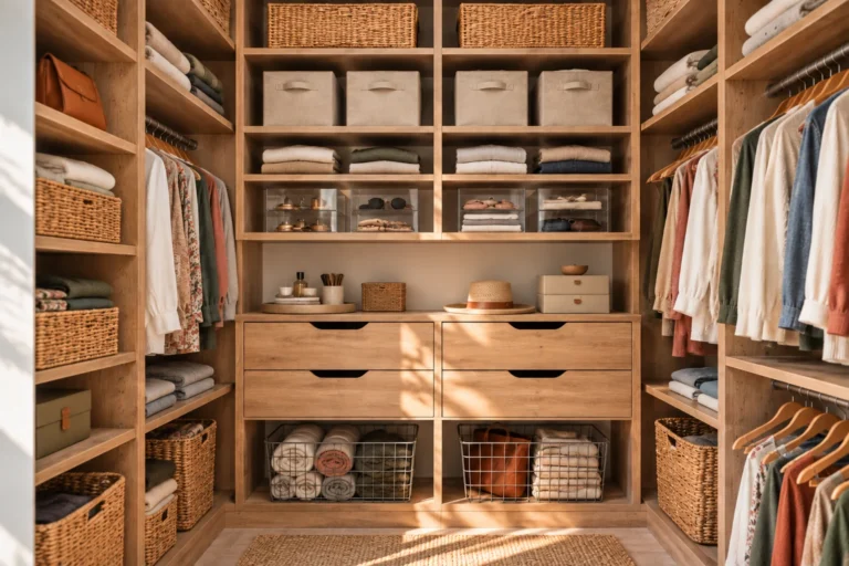 Dressing organisé avec rangements adaptés aux habitudes de vie